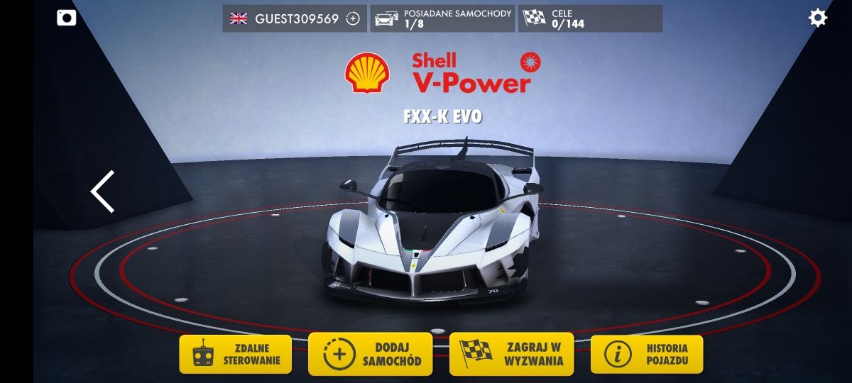 Shell Ferrari FXX-K EVO - sterowanie Bluetooth z telefonu