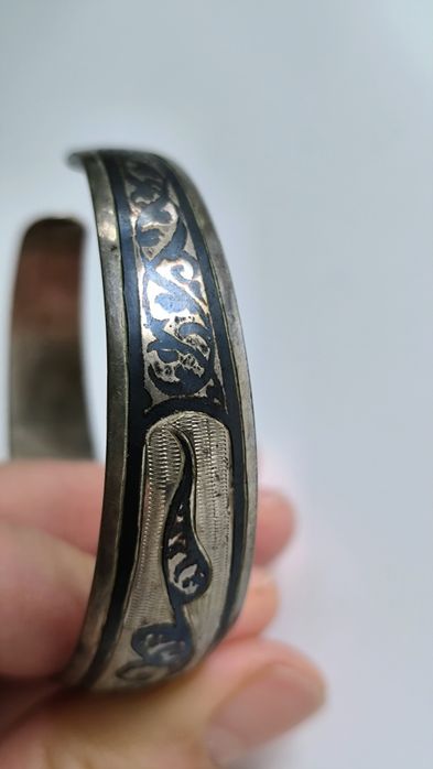 Srebrna bransoletka radziecka vintage próby 875 z czernieniem