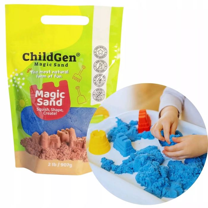 Piasek kinetyczny, 100% naturalny ChildGen - Niebieski 907g. ChildGen
