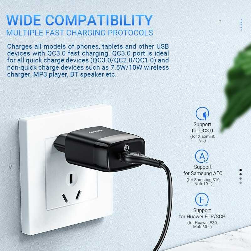 Зарядка HOCO быстрая 18W QC 3.0 блок питания зарядное устройство БП