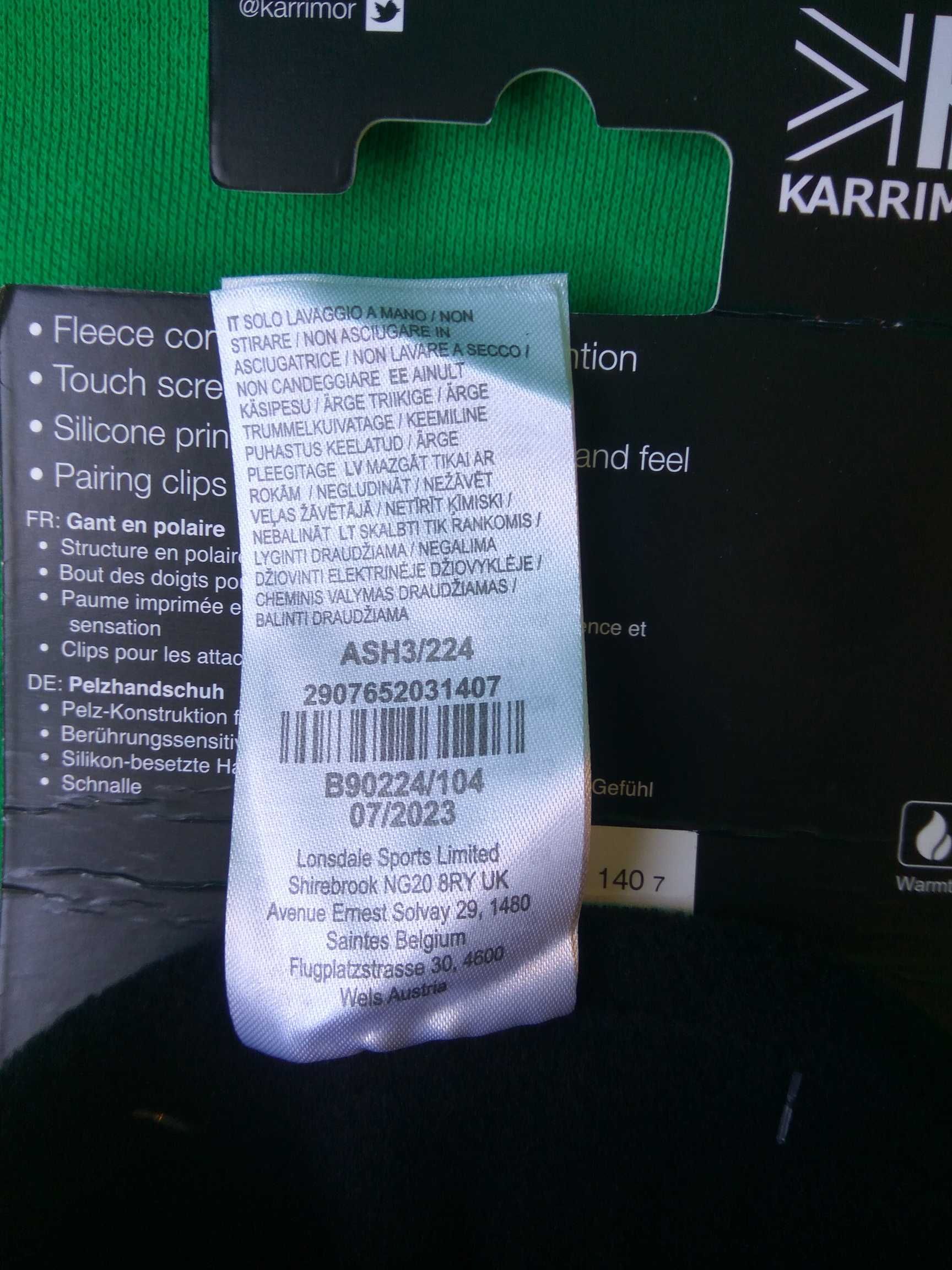 размер Л перчатки Karrimor зимние мужские флисовые