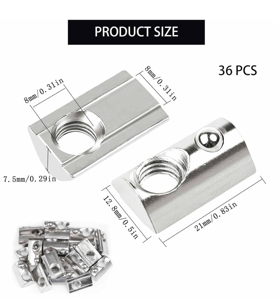 Kamień przesuwny z kulką M8 do profili aluminiowych