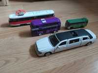 Модельки авто, трамвай, автобус, лімузин,  4шт.