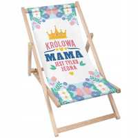 Leżak Królowa Mama Pomysł na Prezent Dzień Mamy Drewniany Plażowy