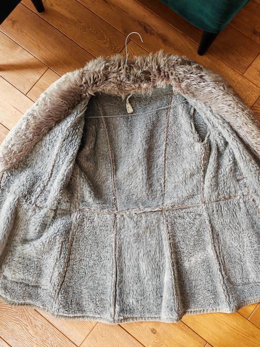 Kożuch skórzany szary PRL