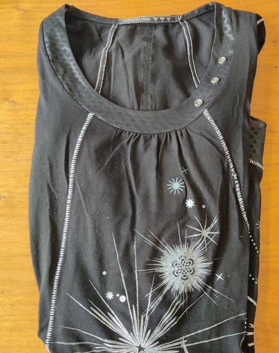 T-shirt, túnica, manga comprida, preta, La Mode est à Vous, 36