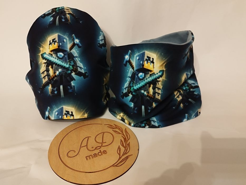 Zestaw komplet Czapka komin bawełniany Minecraft