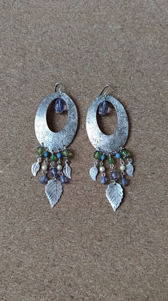 Kolczyki w kolorze srebrnym wiszące hippie boho etno style