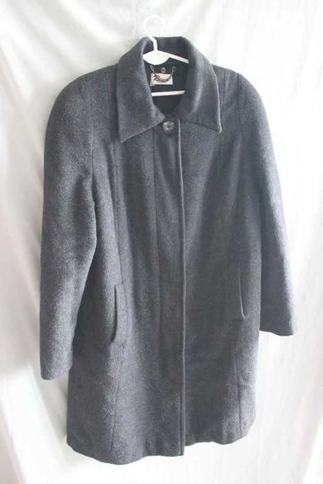 Czarny ciemnoszary płaszcz wełna moher alpaka plus size vintage retro