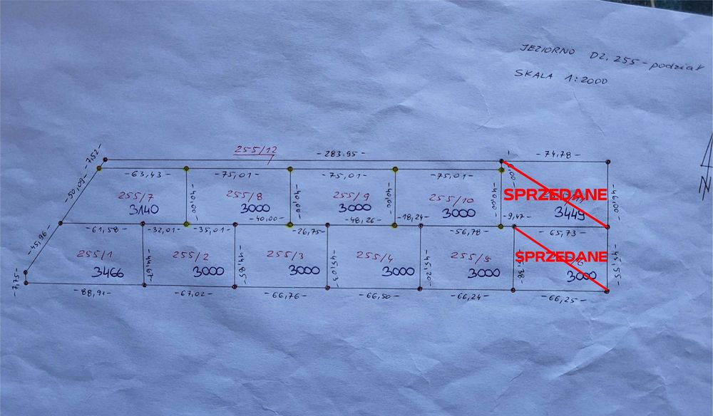 Działki 3 - 3,5 tys m2 Jeziorno