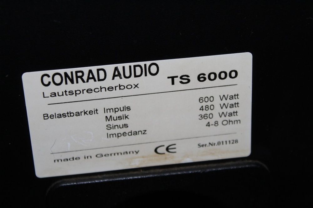 CONRAD AUDIO TS 6000 Potężne kolumny głośniki stożki 600 W Wysyłka