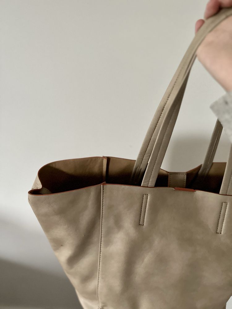 Torba shopper shopperka duża pojemna beżowa city bag