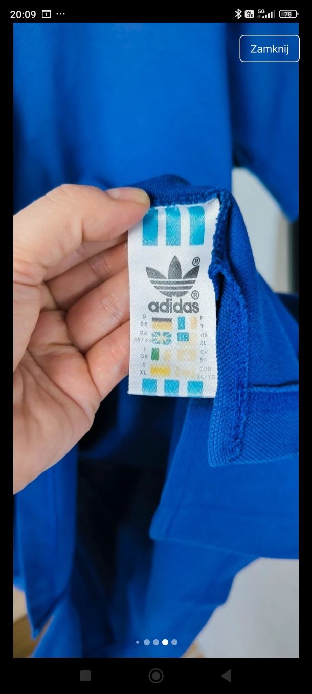 Xl/xxl fioletowa granatowa koszulka polo adidas vintage retro unikat k