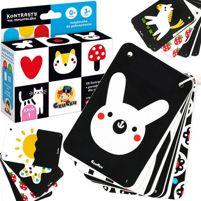 CzuCzu Kontrasty na sznureczku książeczka 20 ilustracji 0m+ 3m+