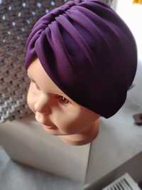 Opaska turban wiosenna fioletowa śliwkowa dziewczęca pin up rozm 46_48