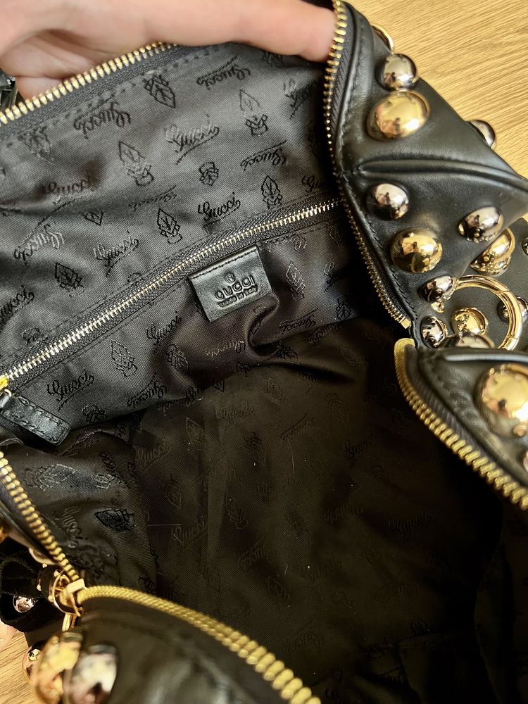 Сумка из кожи Gucci Babouska Studded Leather Boston оригинал новая