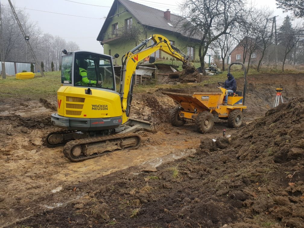 Wynajem wozidło budowlane Minikoparka zagęszczarka rębak