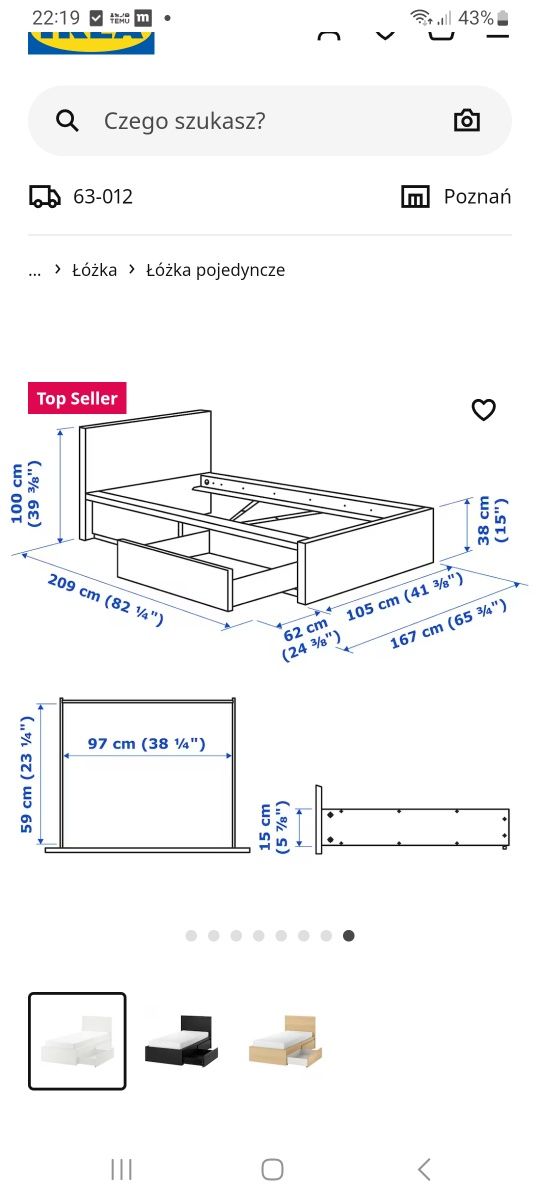 Łóżko Malm Ikea białe