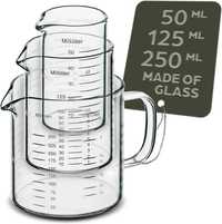 Szklane miarki Miarki z Wylewem - 50 ml, 125 ml, 250 ml -