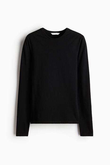 Базовий лонг лонгслів h&m білий чорний XS S M