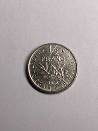 Moneta Francja - 1/2 Franc franka 1966 r