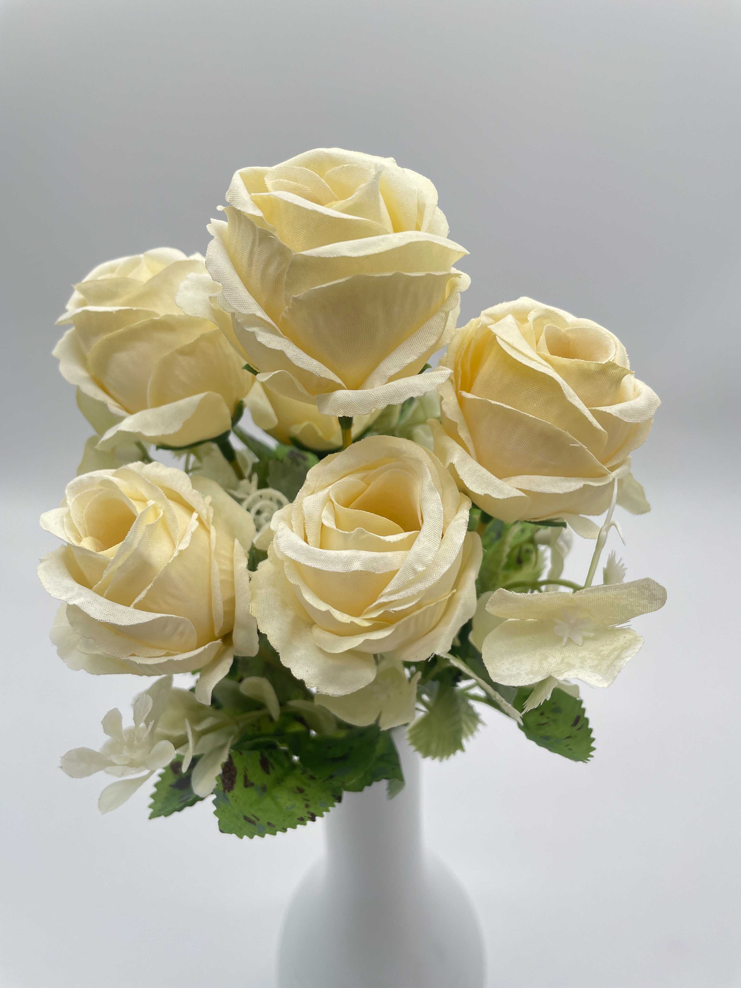 Bukiet Kwiatów Róży Ecru Wazon 29 cm