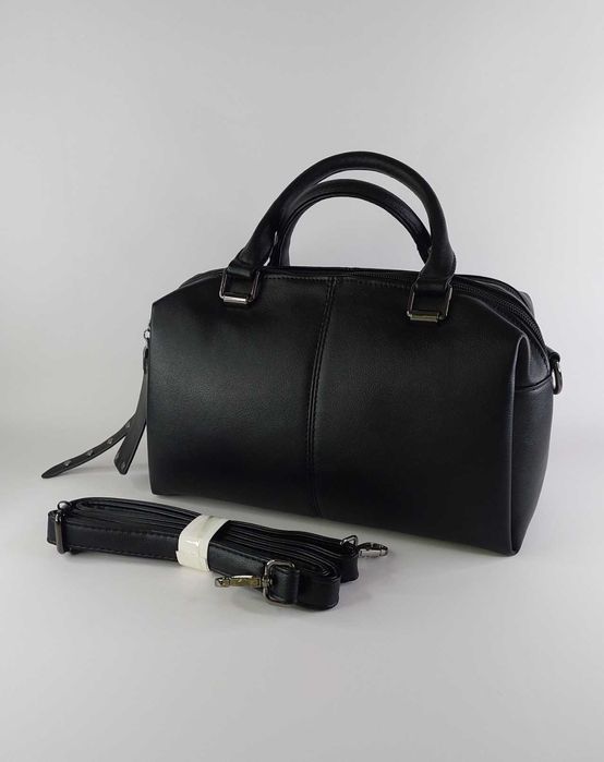 Сумка жіноча саквояж на два відділення мала чорна Karlos Marconi