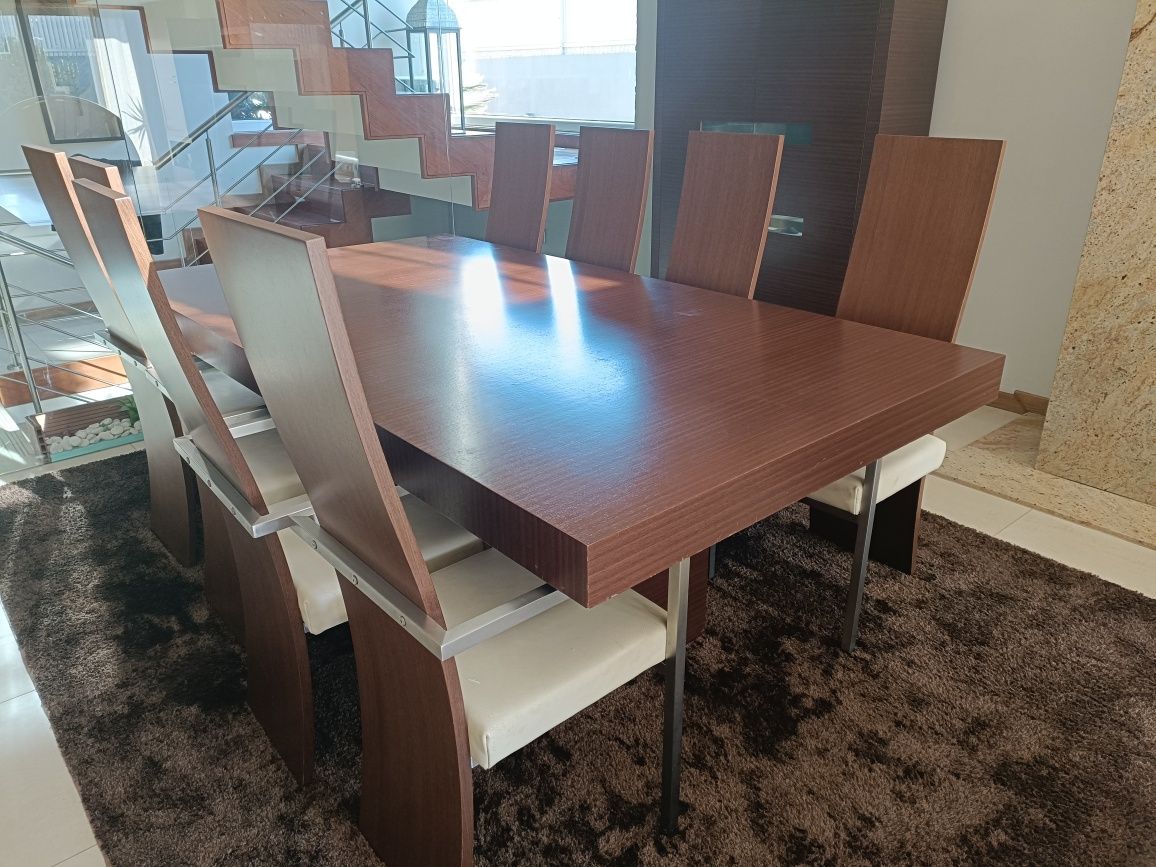Mesa Jantar Wengue c/ 8 cadeiras design