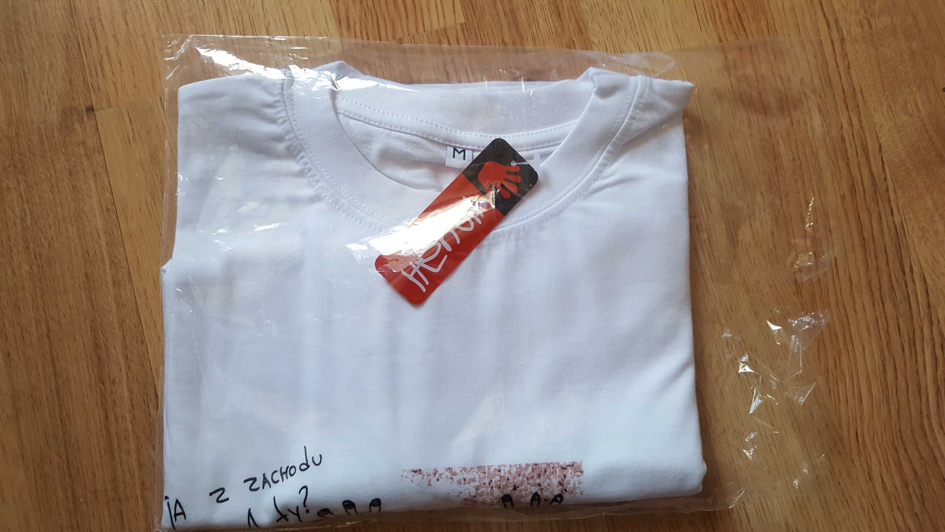 T-shirt biała koszulka z wzorem nadruk Heyah, Era bawełna, M