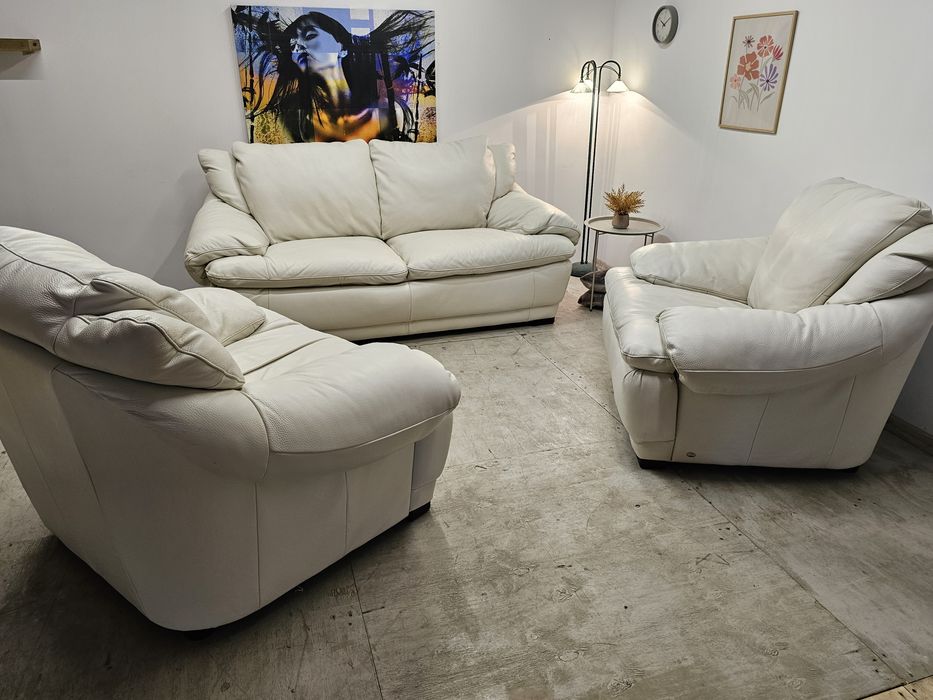 Puchowy Włoski wypoczynek skóra naturalna "Italsofa"