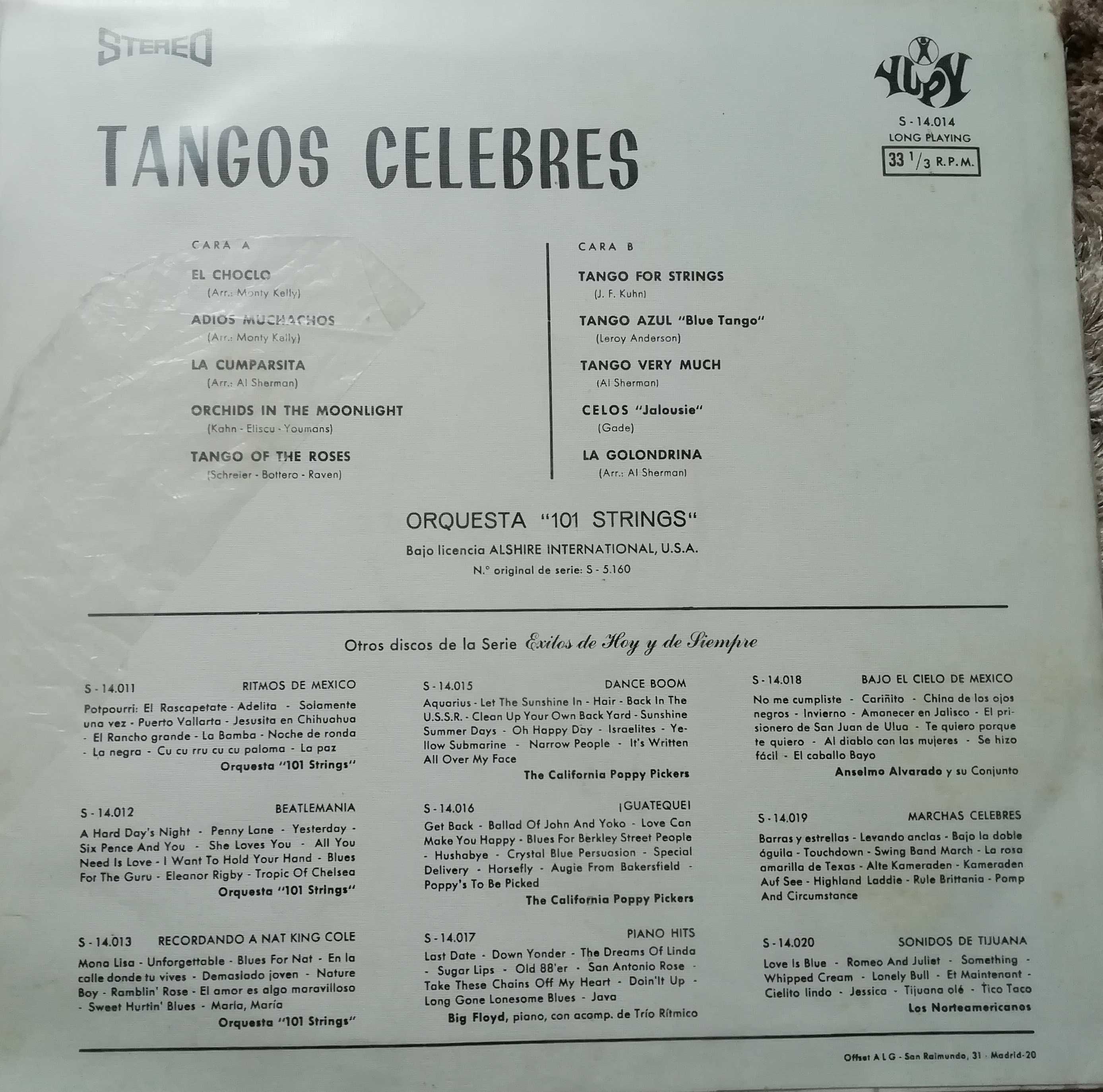 Vinil - Tangos célebres 101 Strings