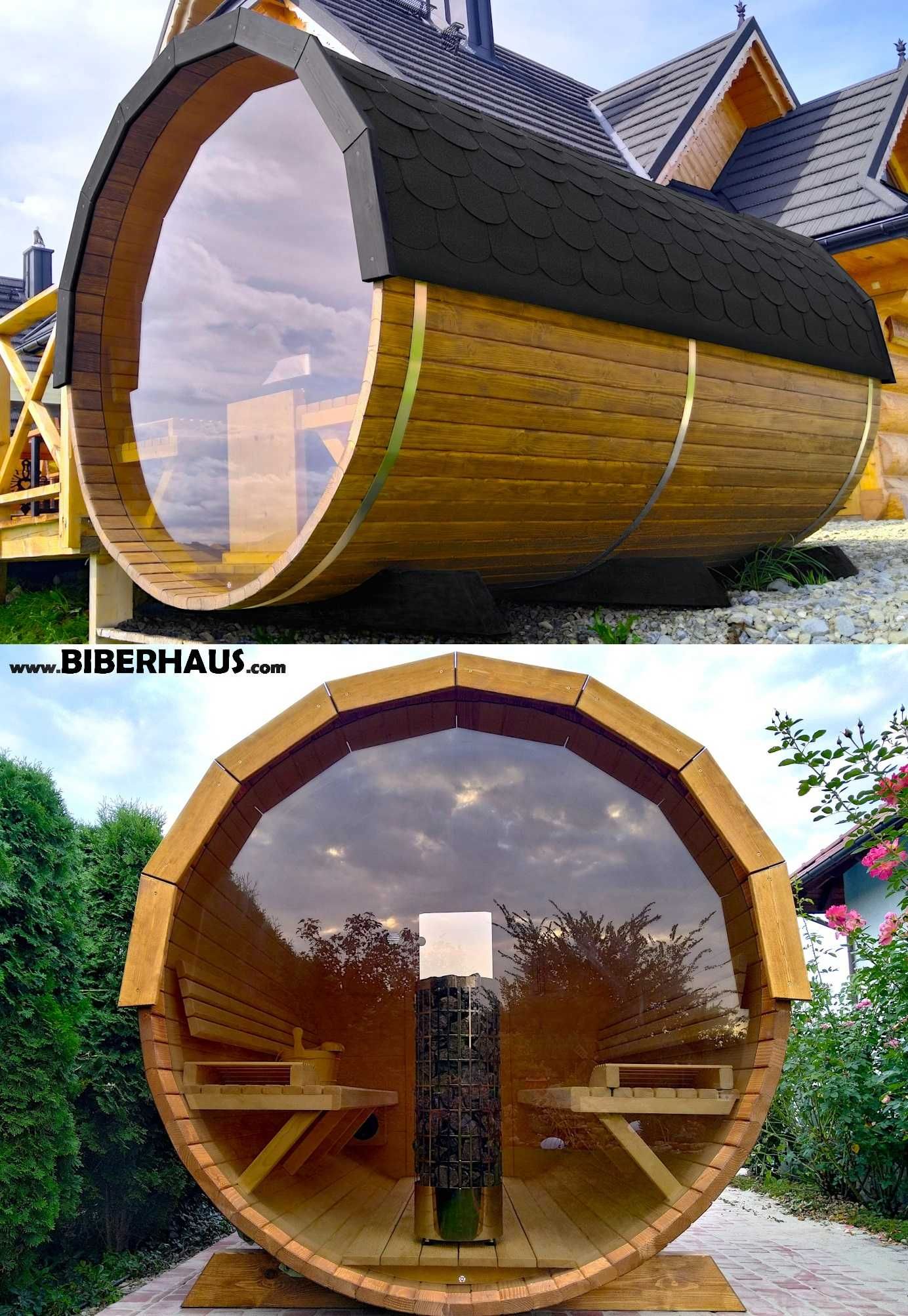 SAUNA Ogrodowa 300 cm + OKNO 100% + PRZEDSIONEK + GRATIS Beczka +Akces