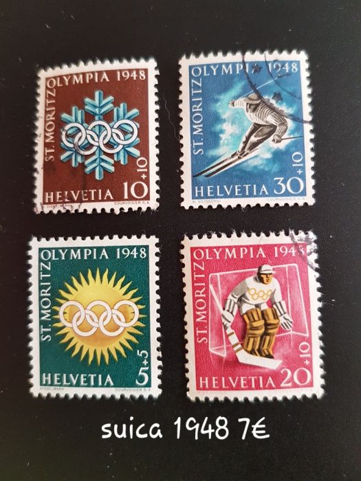 Selos Suíça 1948 Jogos Olimpicos
