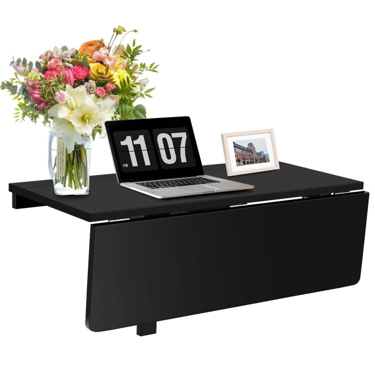 Stół stolik ścienny biurko składane Costway 45 x 80 x 60 cm czarny