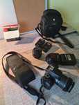 Canon 1300d  +lampa + wyzwalacze + obiektywy + torba