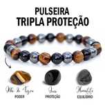 Pulseiras tripla protecção olho de Tigre Ónix Hematite