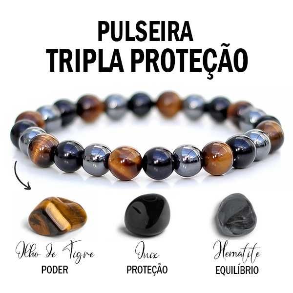 Pulseiras tripla protecção olho de Tigre Ónix Hematite