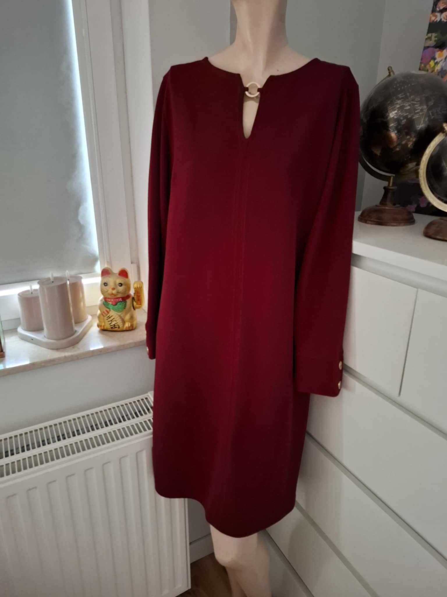 44 Wallis wizytowa elegancka bordowa burgundowa sukienka wieczorowa