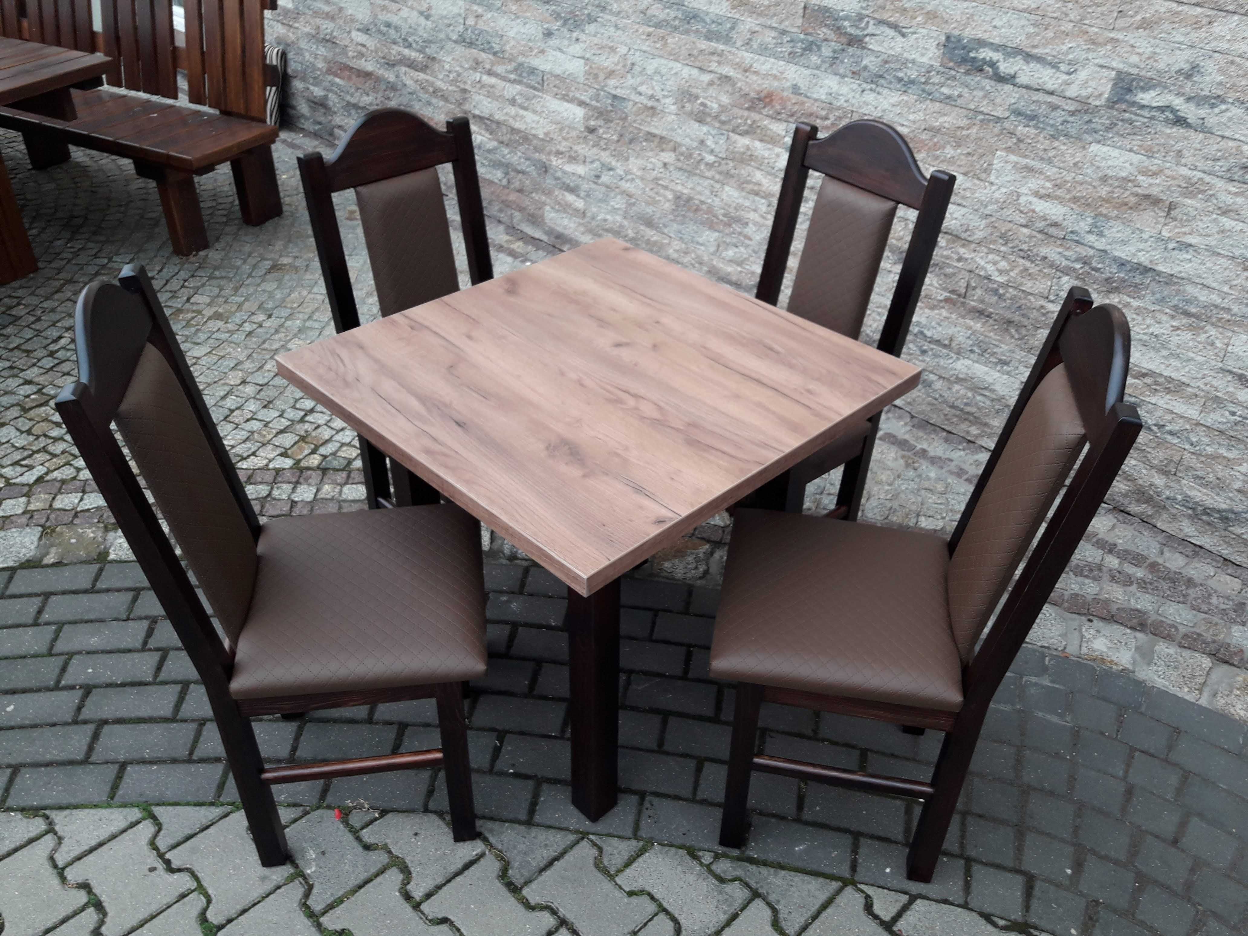 Komplet stolik 4 krzesła tanio i solidnie do baru restauracji nowe