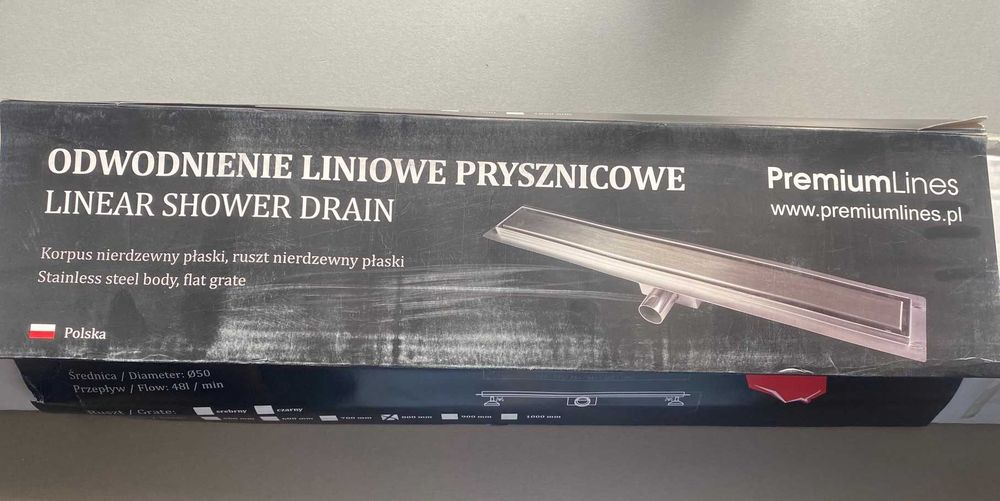 odpływ liniowy 70 PremiumLines nowy cały stalowy, niski, 7 cm