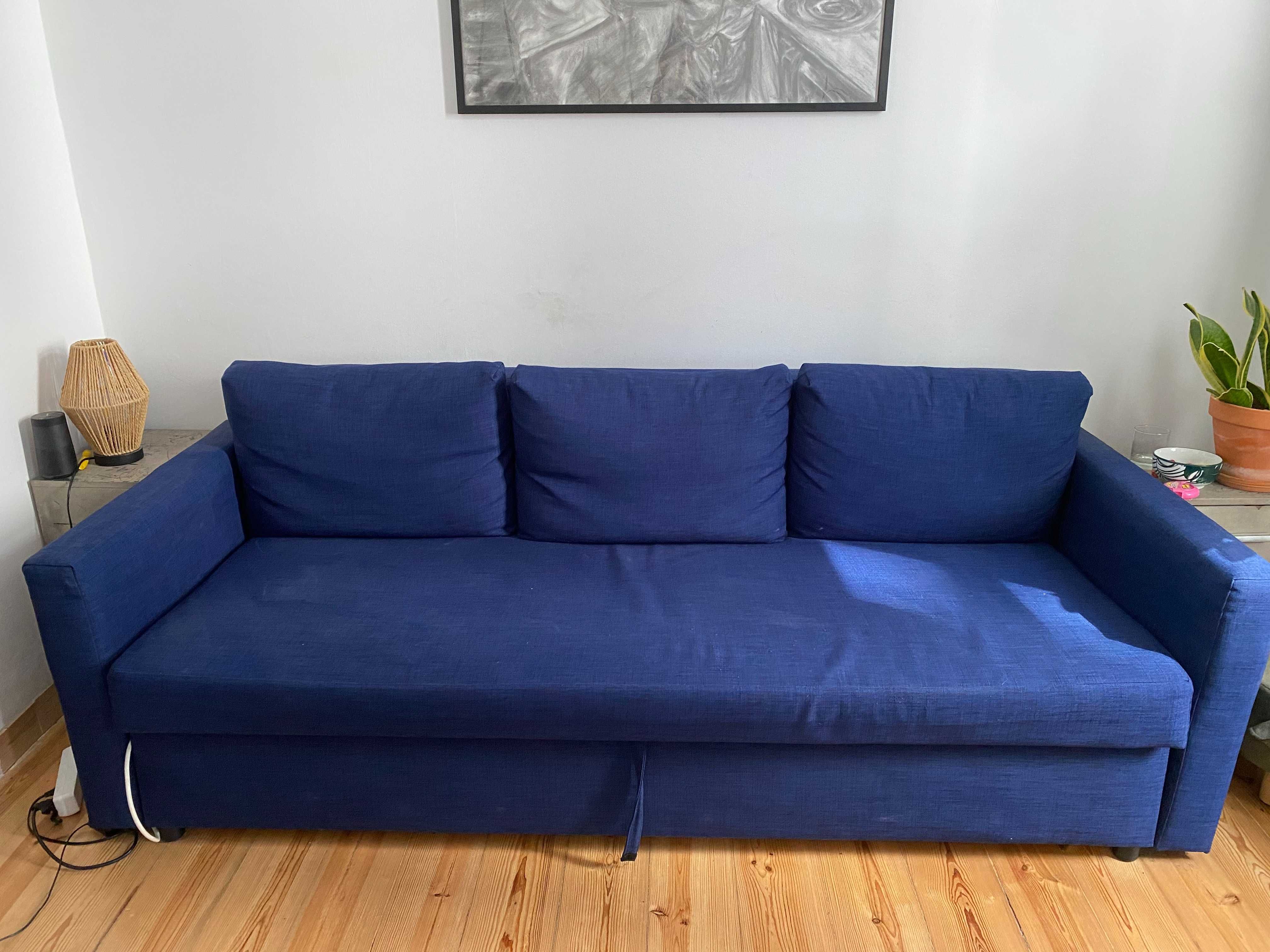 Sofá-cama 3 lugares azul