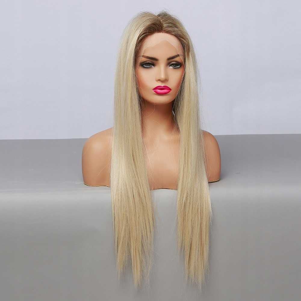 Peruka długie włosy blond jak naturalne lace front