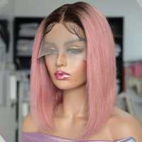 włosy naturalne peruka sombre ombre różowa