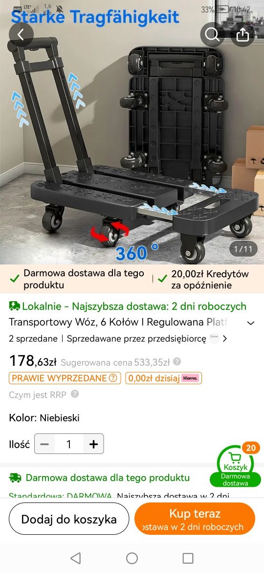Wózek transportowy składany