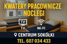 Kwatery pracownicze, nocleg centrum Sokółka, 8 miejsc, parking, Wi-Fi,