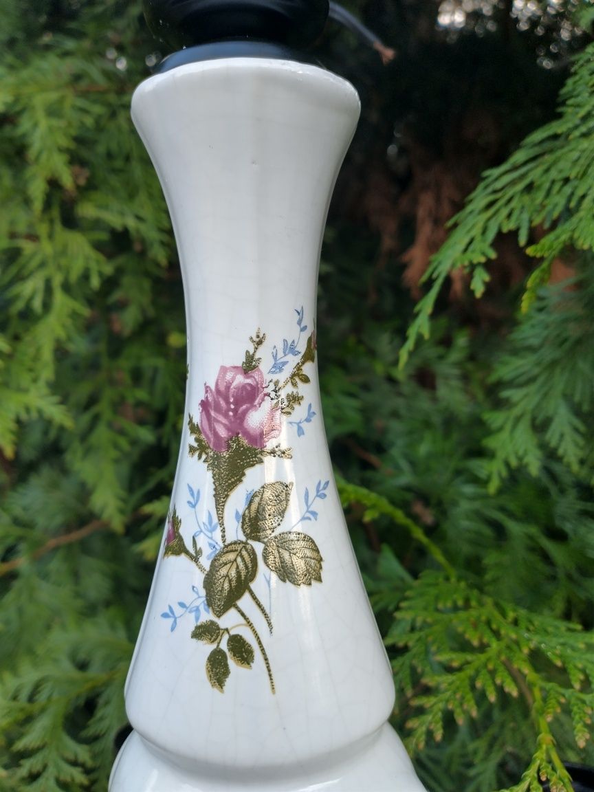 Ręcznie malowana zabytkowa lampa porcelanowa UNIKAT