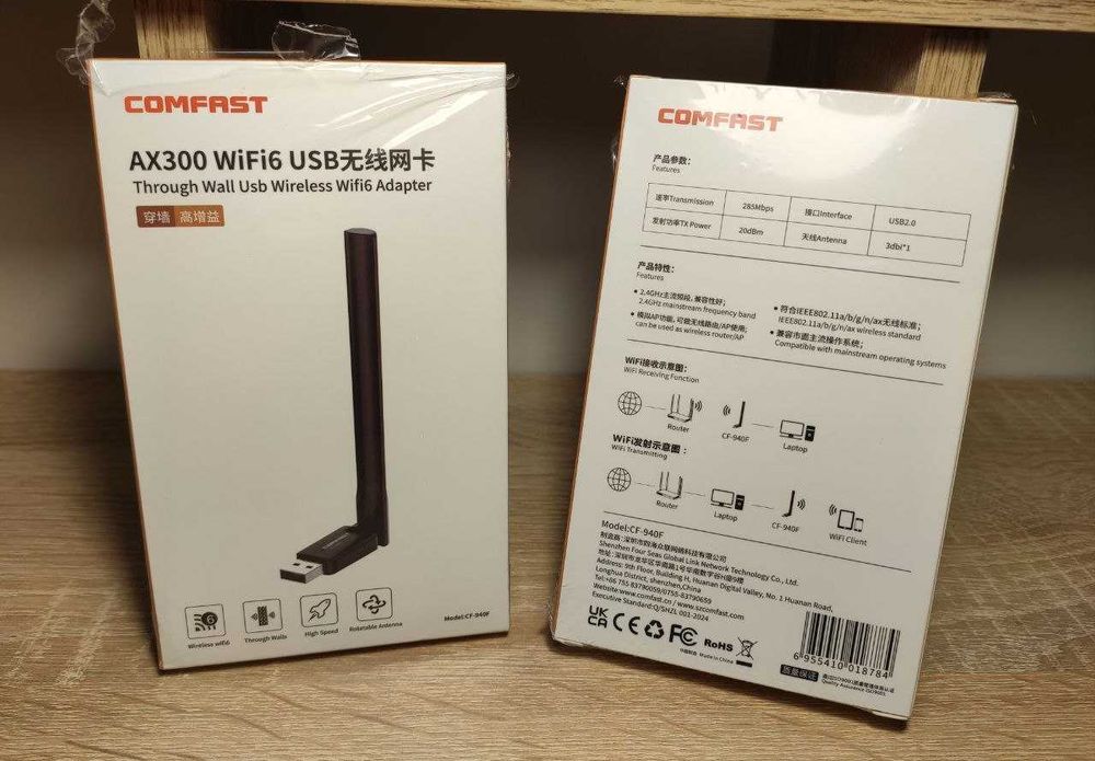 WiFi6 юсб вайфай адаптер з антенкою comfast cf-940f