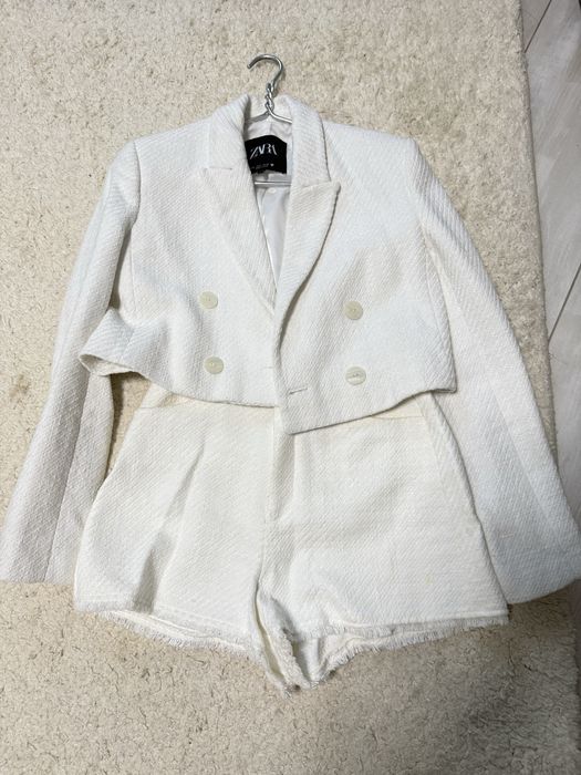 Zara стильный белый костюм весна - осень
