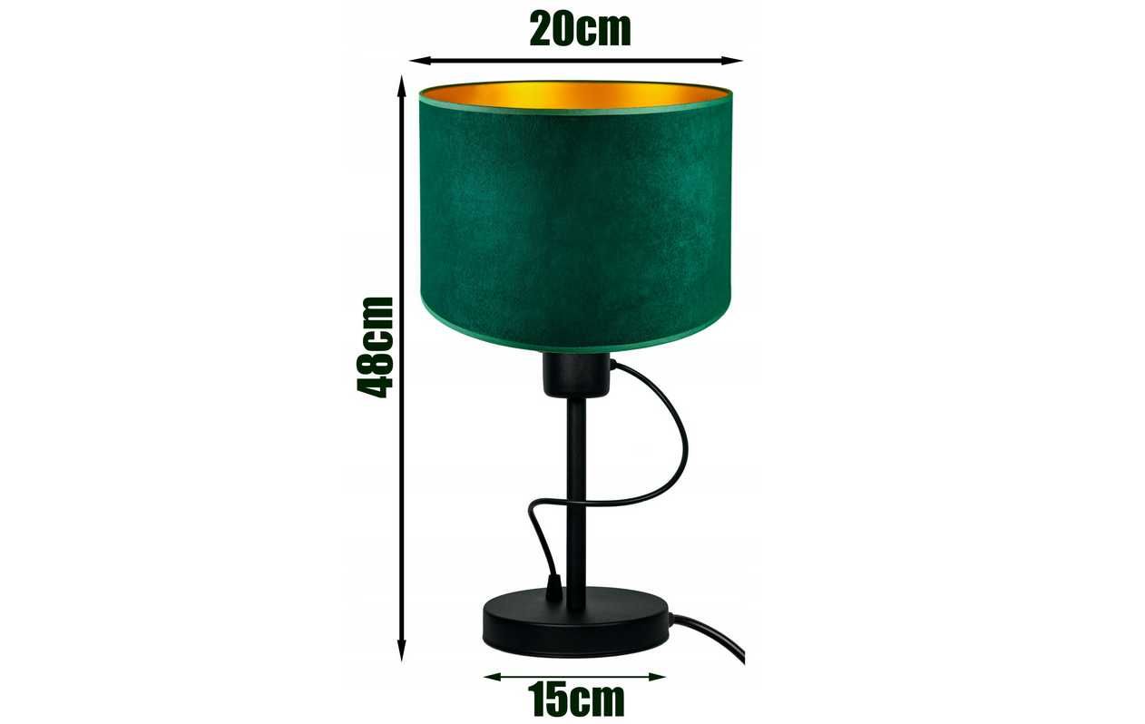 WELUR Designerska LAMPKA BIUROWA stołowa nocna zielona złota NOWA