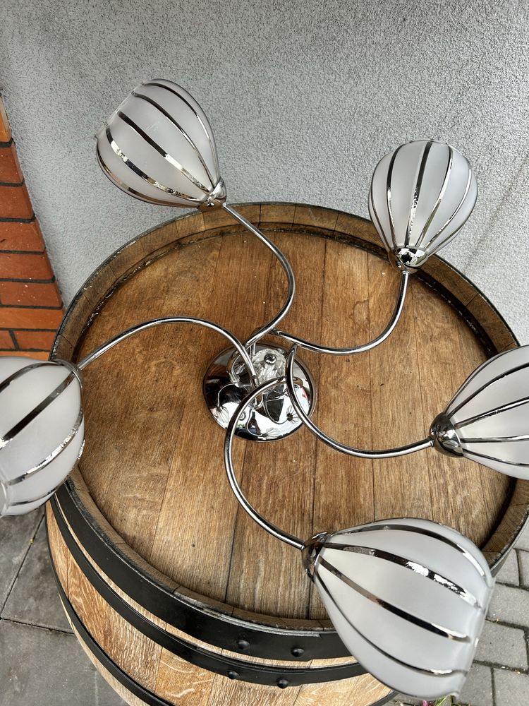 Lampa sufitowa - szklane klosze 5 punktów świetlnych